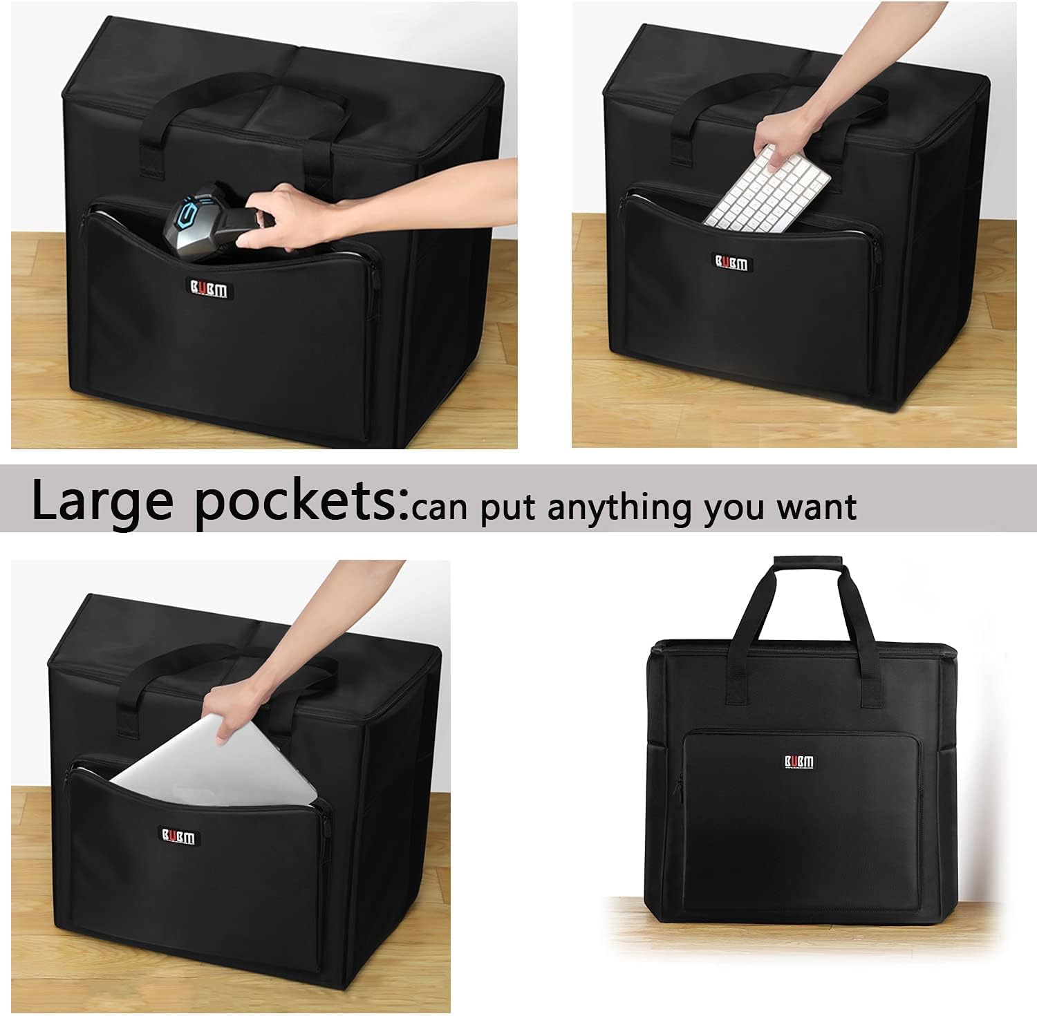 ITHWIU Desktop Gaming Computer Tower PC Double Layers Carrying Case Travel Storage Bag for Computer Main Processor Case, Monitor(Up to 24 inch)