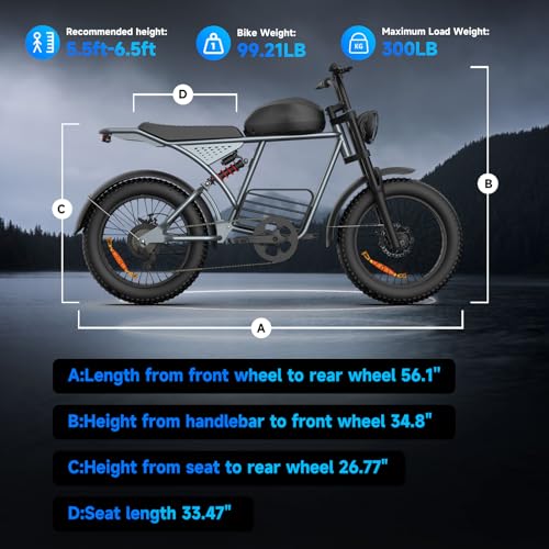 Retro Electric Bike for Adults,1000W-1600W(Peak Power) Electric Dirt Bike,35MPH 60Miles E Bikes Ridstar