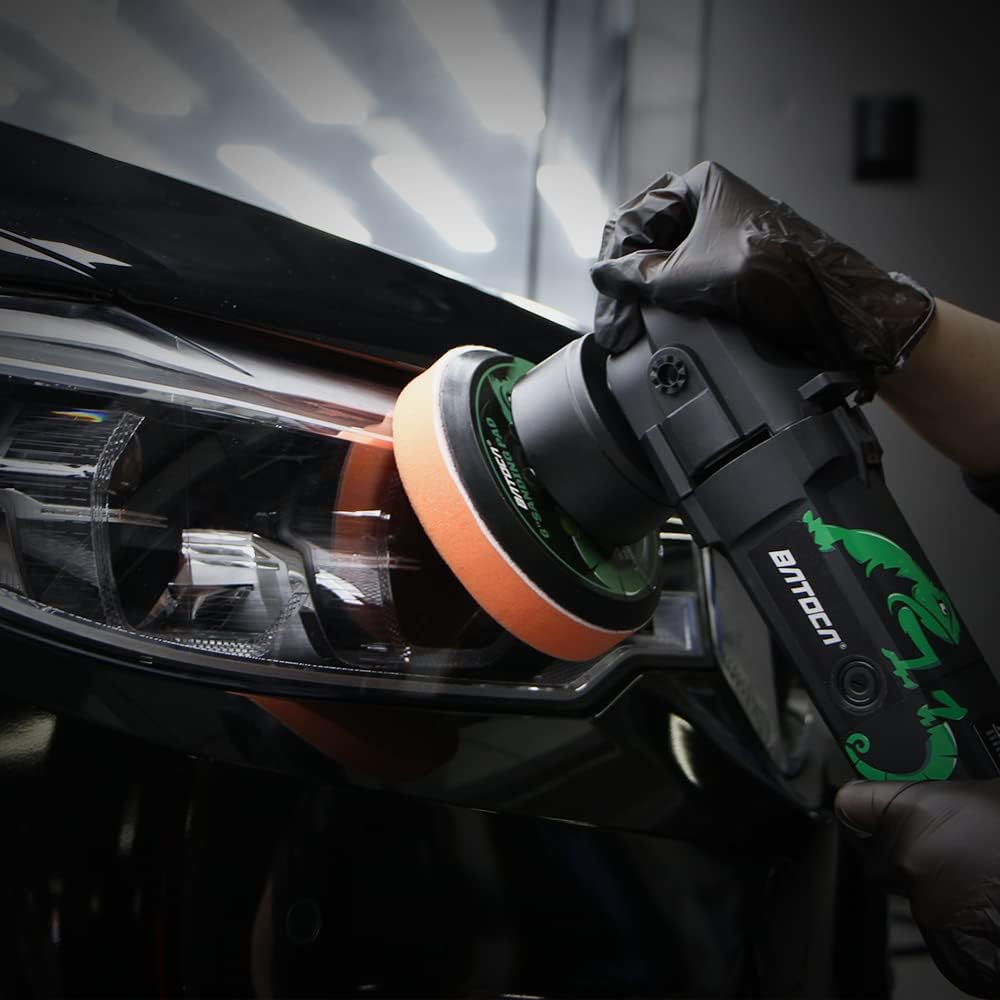 BATOCA Dual Action Polisher, 6 inch 8 mm Random Orbit Car Buffer Polisher, 6 Variable Speed 6800 RPM Car Buffer Waxer