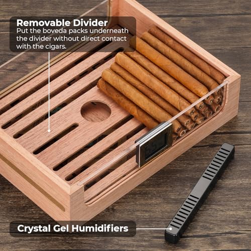 Cigar Humidor Cabinet with Automatic LED Light, Extra Large Size for 250 Cigars, Spanish Cedar Lining, Tight-Seal Magnetic Door