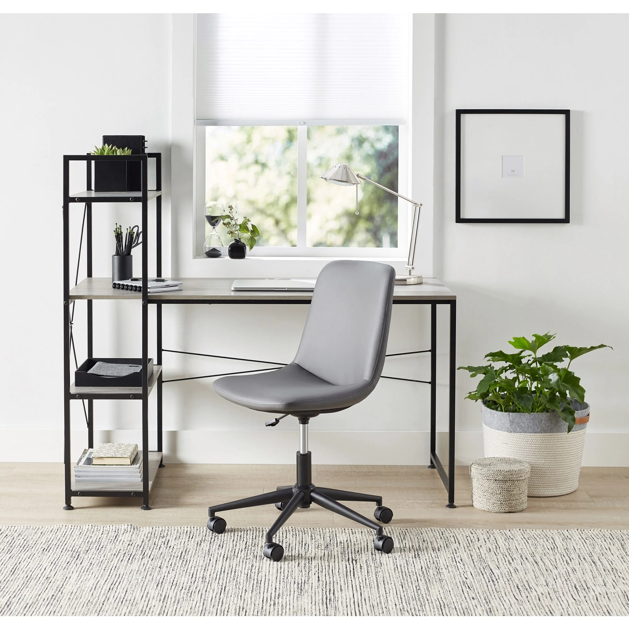 Realspace® Trazer 56"W Computer Desk With Storage Shelves, Gray