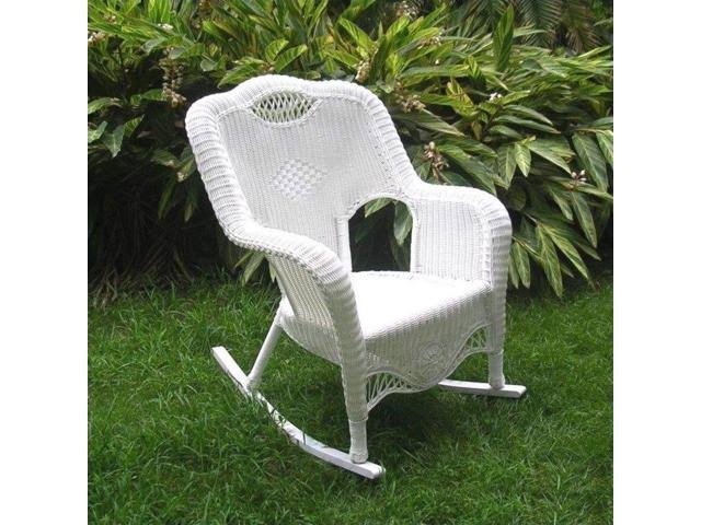 International Caravan Riviera Resin Wicker Outdoor Rocking Chair - White