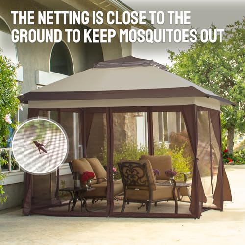 CROWN SHADES 13x13 Pop Up Gazebo, Canopy Tent, Gazebos on Clearance - Outdoor Gazebo for Backyard & Patio Furniture