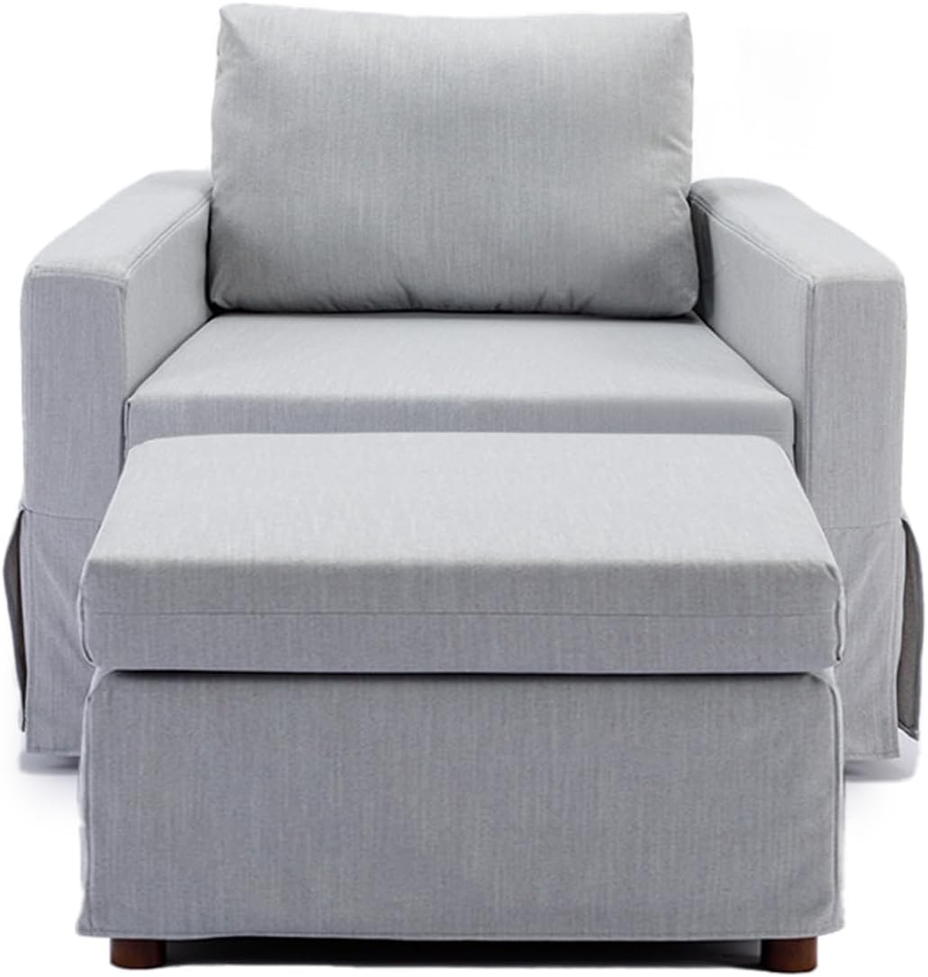 Single Seat Module Sofa Sectional Couch with 1 Ottoman,Cushion Covers Removable and Washable,Light Grey