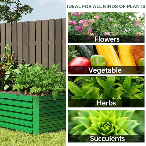 FOOWIN 2pcs 8x4x2ft Galvanized Raised Garden Bed, Planter Raised Garden Boxes Outdoor, Large Metal Raised Beds for Gardening