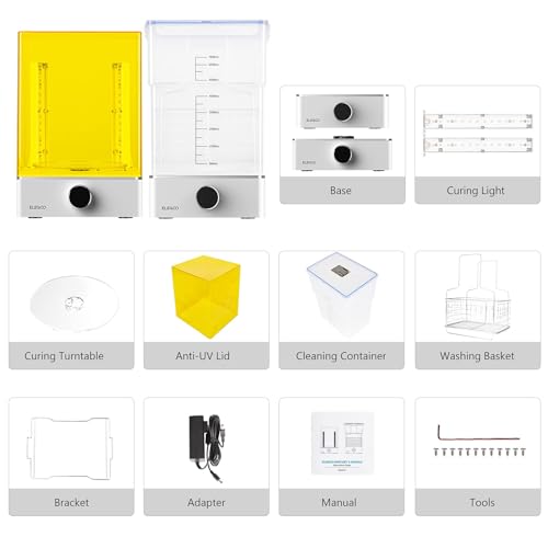ELEGOO Mercury Plus V3.0 Wash and Cure Station, 7.5 L Large Capacity, Compatible with Mars Saturn Photon Halot MSLA LCD DLP 3D Printers