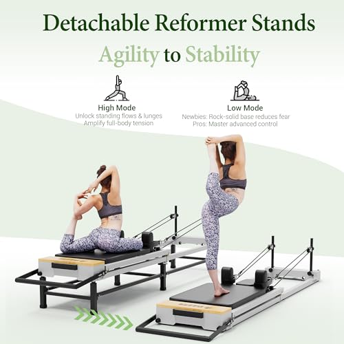 PAETA Pilates Reformer, 91" Foldable Reformer Pilates Machine with Adjustable Reformer Heights