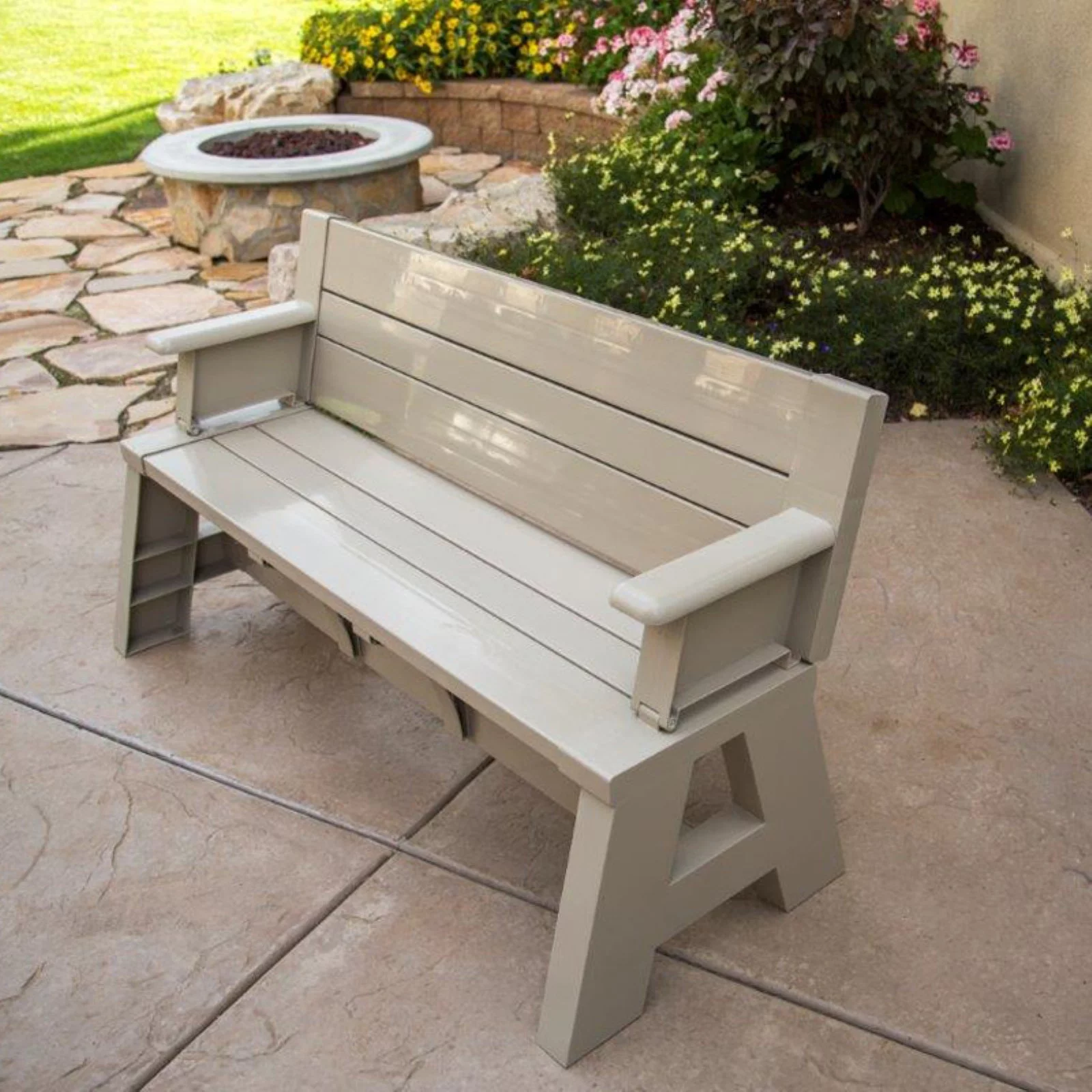Convert a Bench Folding Picnic Table Bench, Tan - Radiant Selections