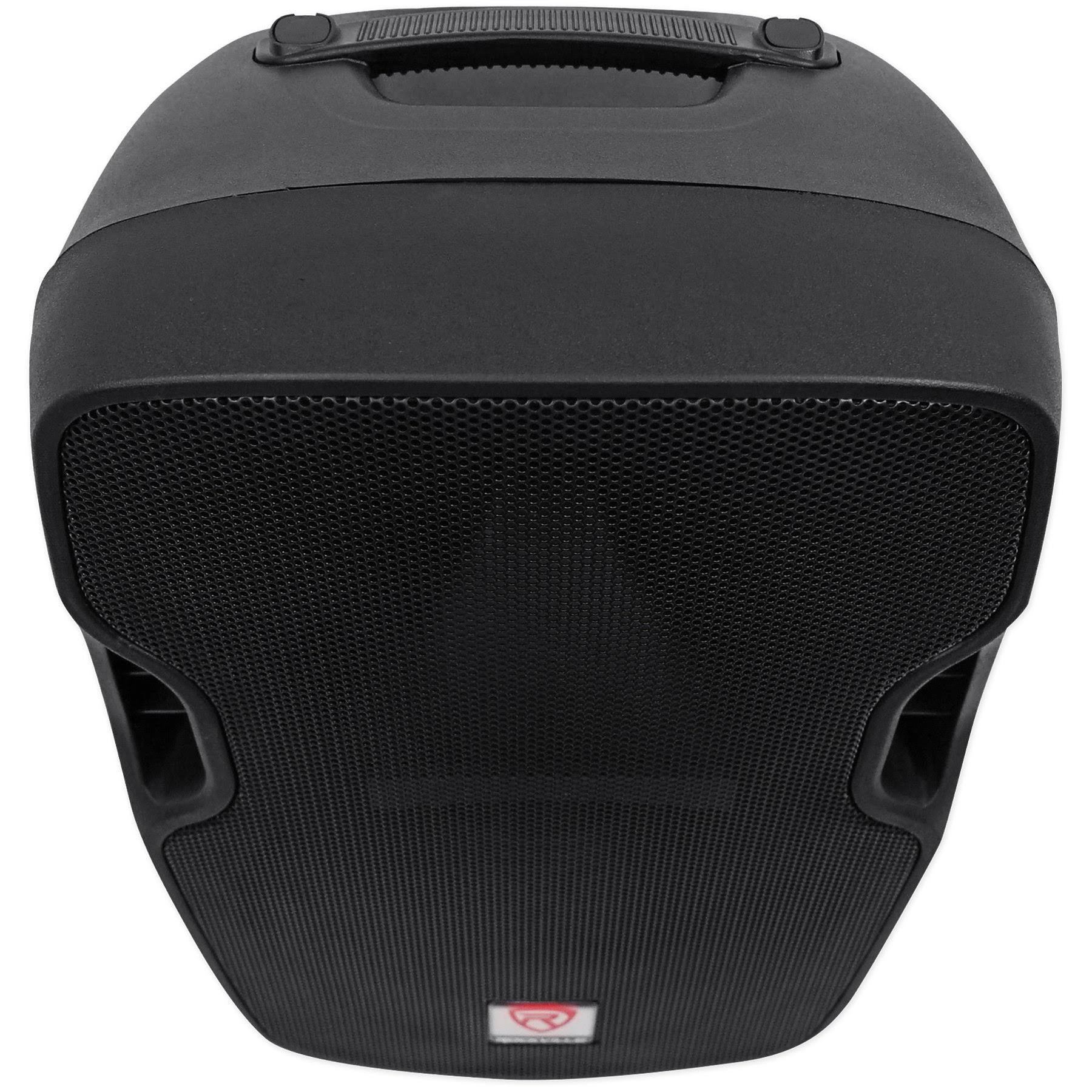 (2) Rockville BPA12 12x22 Powered 600W DJ PA Speakers wBluetooth+LED Stands+Cables