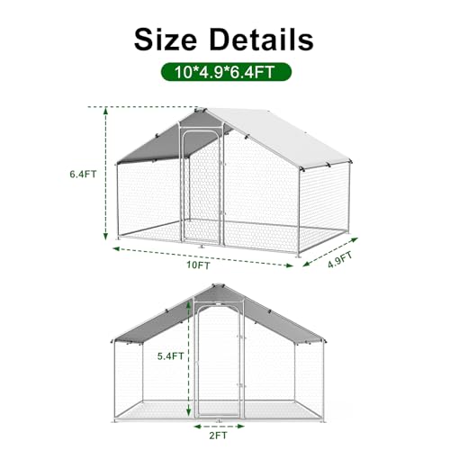 Large Metal Chicken Coop with Waterproof and UV-Resistant Cover