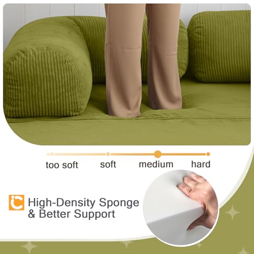 COMAX Folding Sofa Bed, Convertible Chair Bed Corduroy 3-in-1 Foldable Floor Couch with High-Density Foam, Futon Sofa Sleeper Mattress