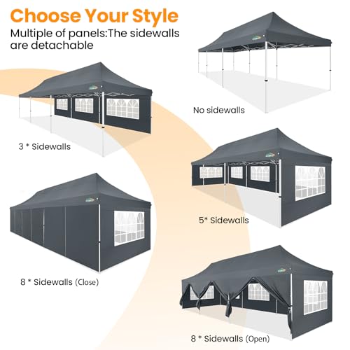 10x10 Pop Up Canopy Tent with 4 Sidewalls and Mesh Windows 2.0