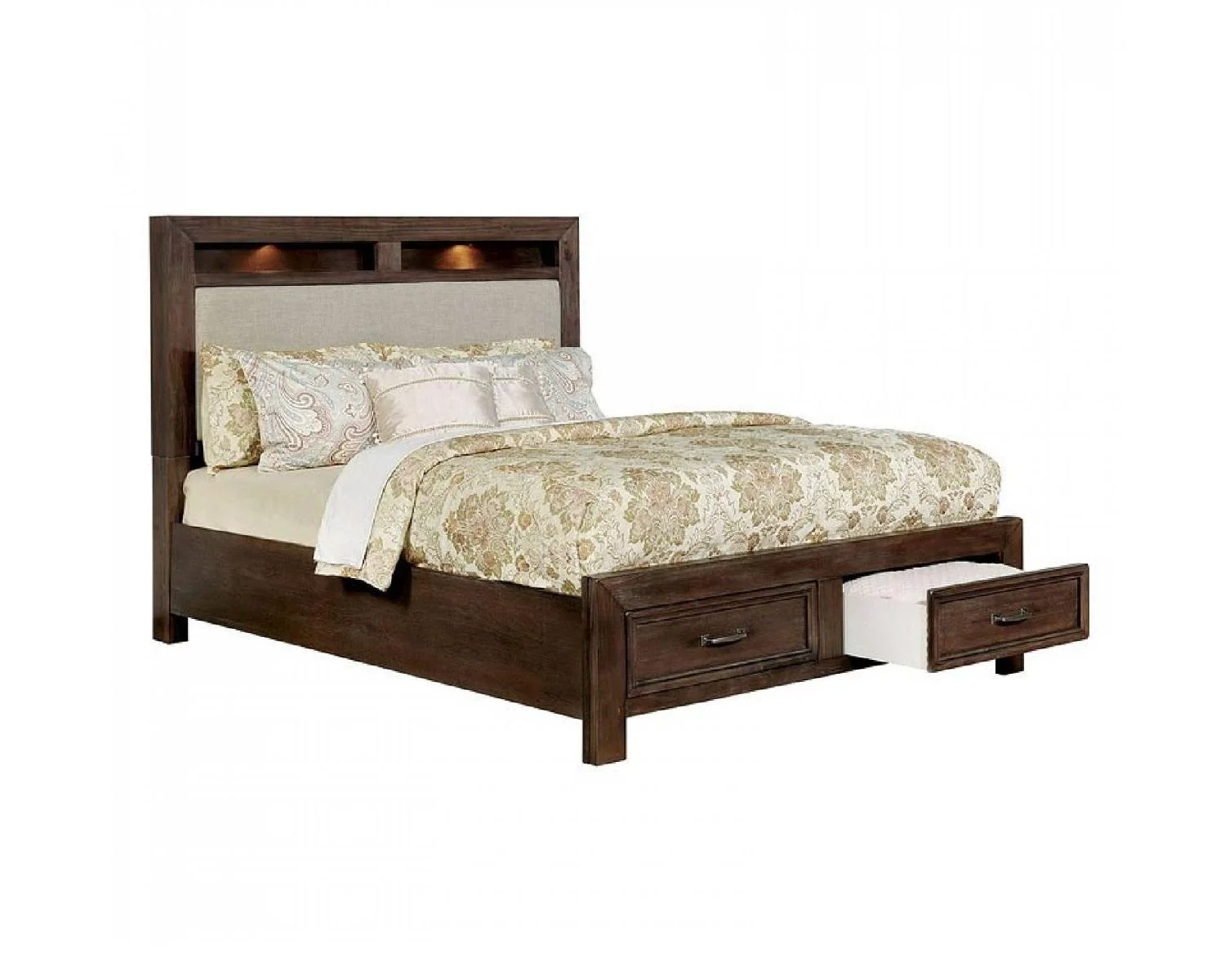 Transitional Dark Oak Solid Wood King Bedroom Set 5pcs FOA CM7365A Tywyn