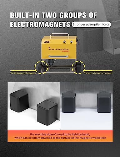 US Stock 100W Pneumatic Dot Peen Metal Engraving Machine Pneumatic Dot Peen Marking Machine Engraving Size 120x50mm(4.7X2inch) Depth 0.02-1 mm