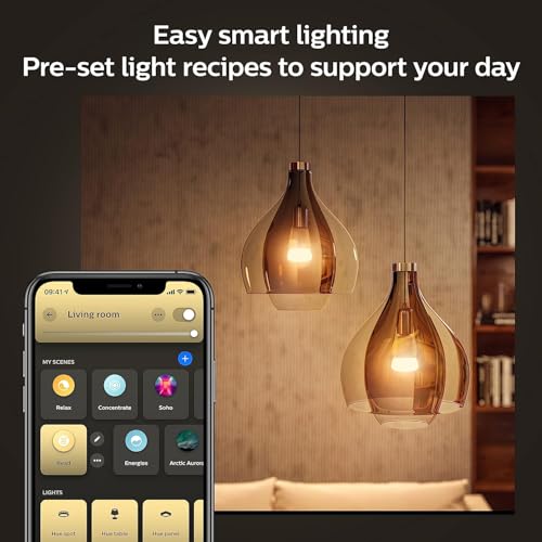 Philips Hue 75W A19 White and Color Ambiance LED Smart Color-Changing Bulb - Pack of 4 - E26 Indoor - Control with Hue App - Compatible with Alexa