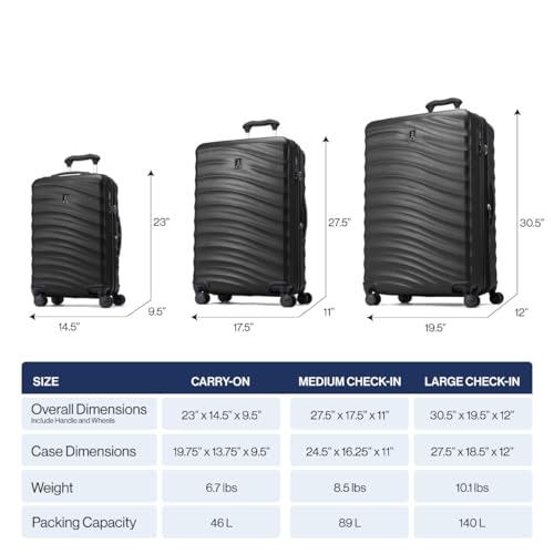 Travelpro Maxlite Air V2 Hardside Expandable Carry on Luggage, 8 Spinner Wheels, Lightweight Hard Shell Suitcase, TSA lock, Black, Carry On 21-Inch