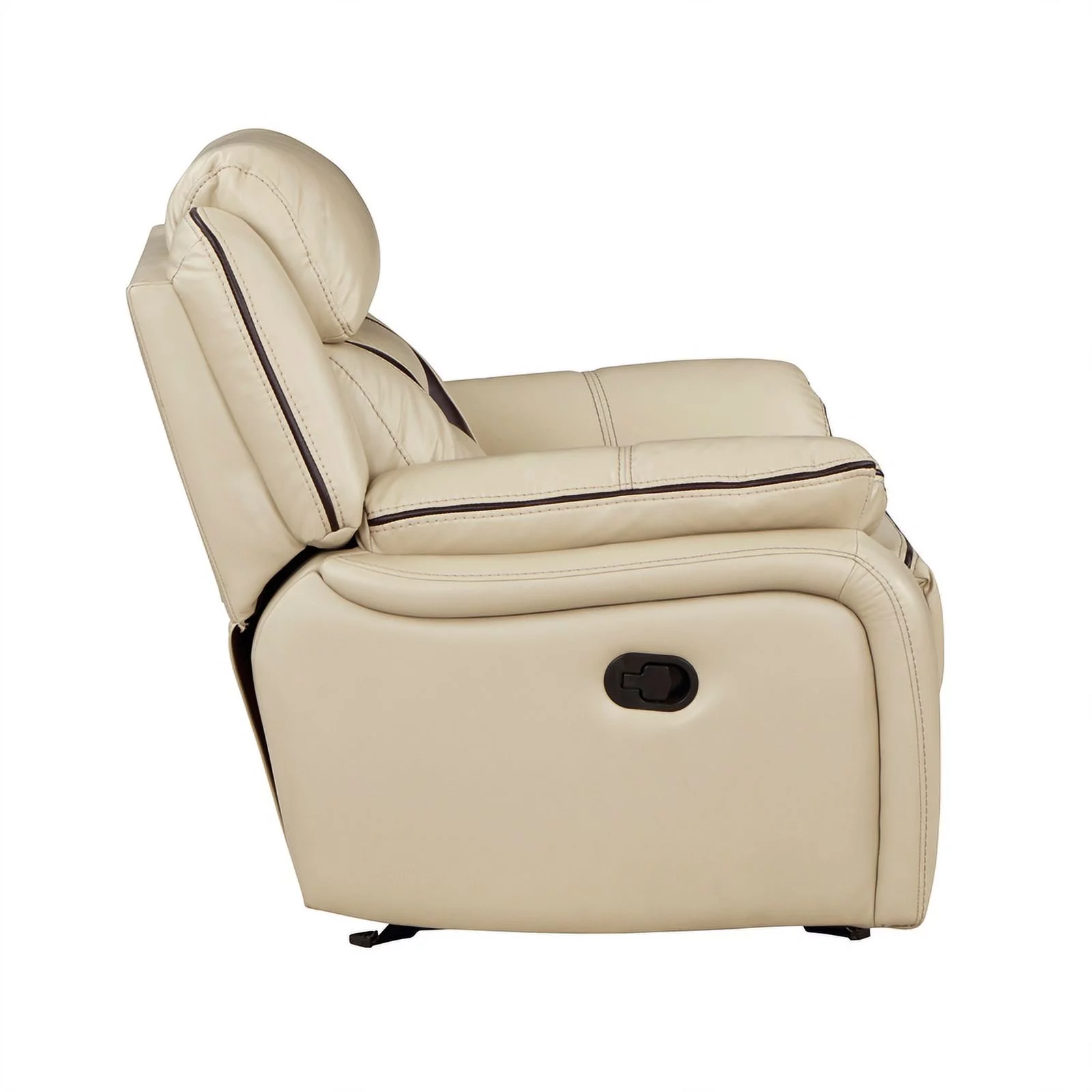 Lexicon Amite Faux Leather Upholstered Glider Reclining Chair in Beige