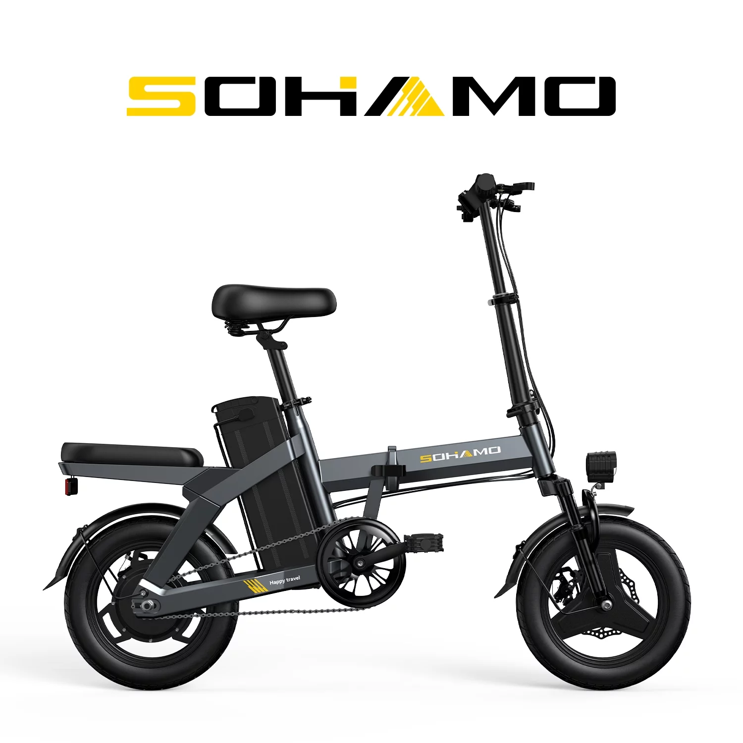 SOHAMO Electric Bike 400W Folding Ebike,48V 12Ah Removable Battery Electric Foldable Pedal Assist E Bike,19.9MPH Mini Bicycle for Teenager and Adults
