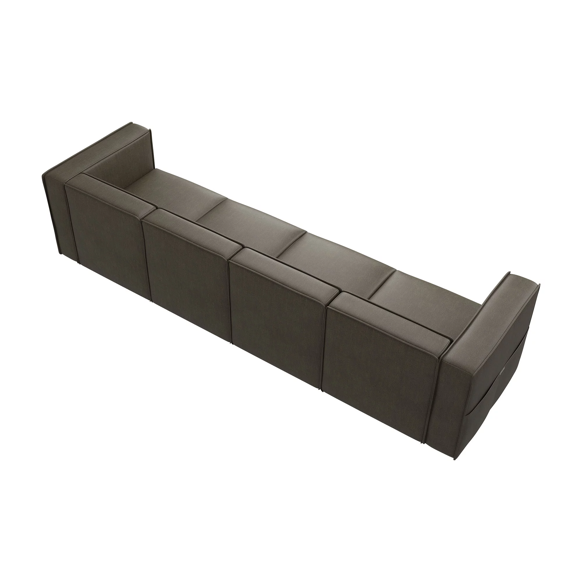 Nolany Modular Sectional Sofa Couch 4-Seat Sofa with Storage Seat, Dark Grey Microfiber - Curated Treasures Market