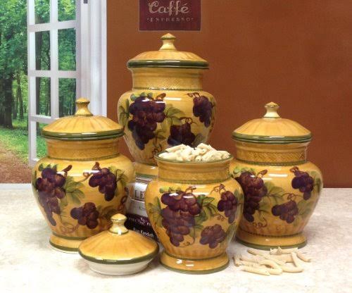 4pc Ceramic Canister Set Tuscany Grape