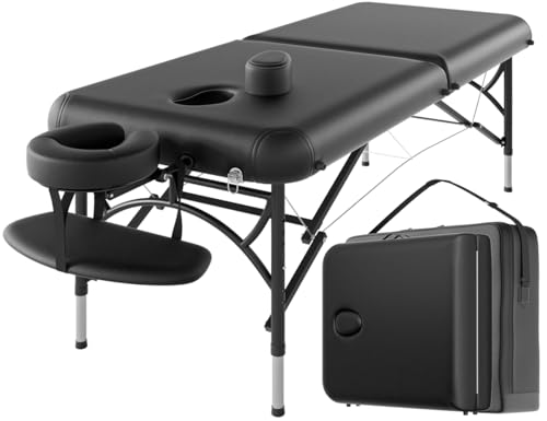 CLORIS 84" Professional Massage Table Portable 2 Folding Lightweight Facial Solon Spa Tattoo Bed Height Adjustable with Carrying Bag & Aluminium Leg