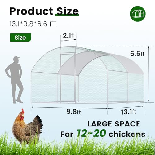 Chicken Coop Large Metal Chicken Run for 6/10 Chickens Poultry Cage with Waterproof Cover for Duck Walk-in Chicken Pen for Yard