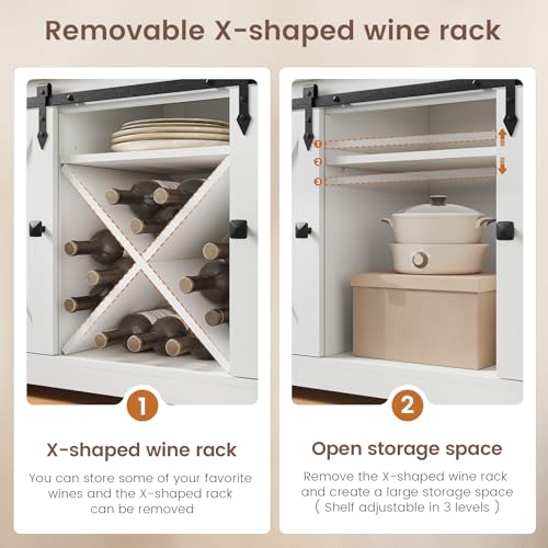 Buffet Cabinet with Storage & Charging Station, 53" Farmhouse Coffee Cabinet with Compartment Drawer