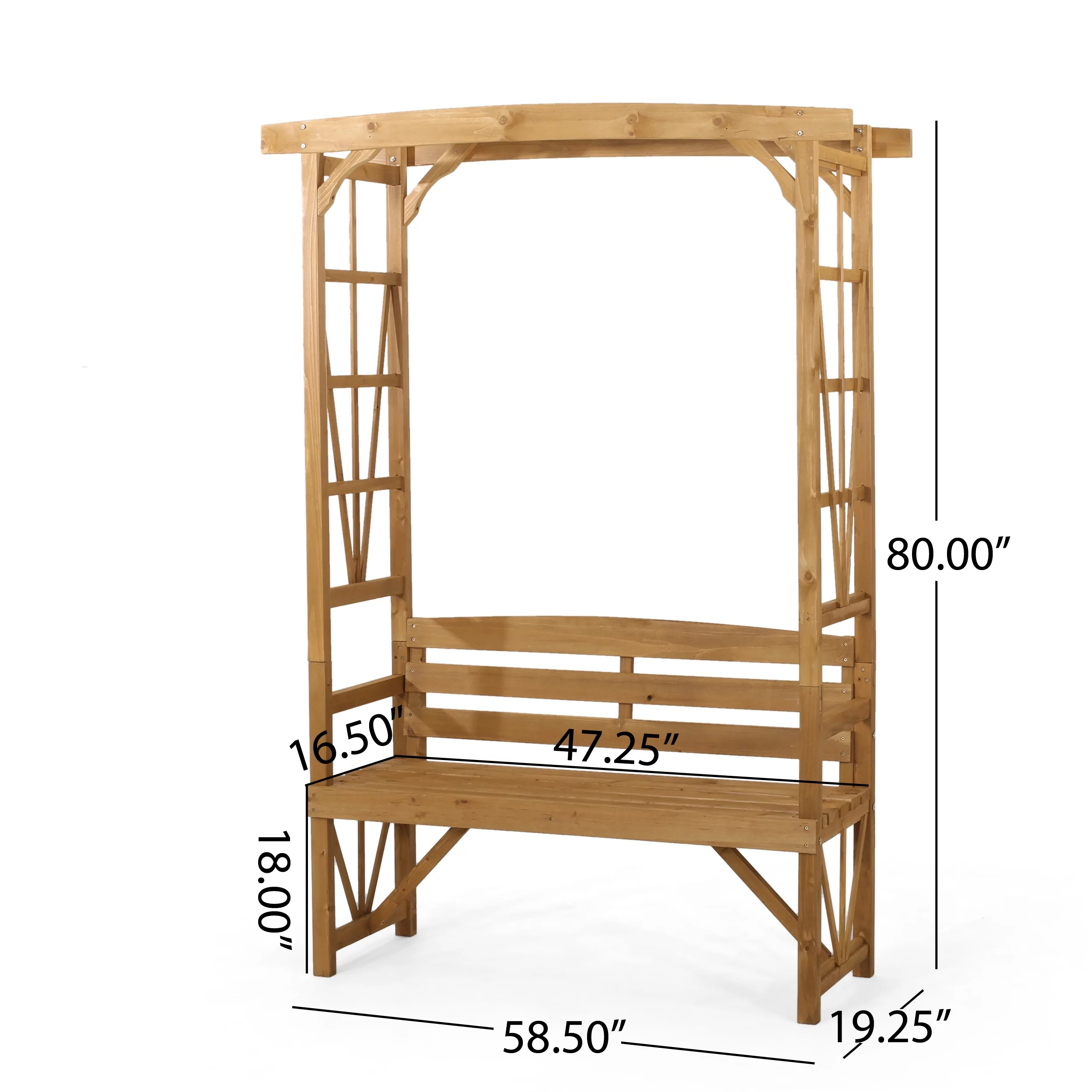 GDF Studio Edmonton Outdoor Fir Wood Arbor Bench, Teak