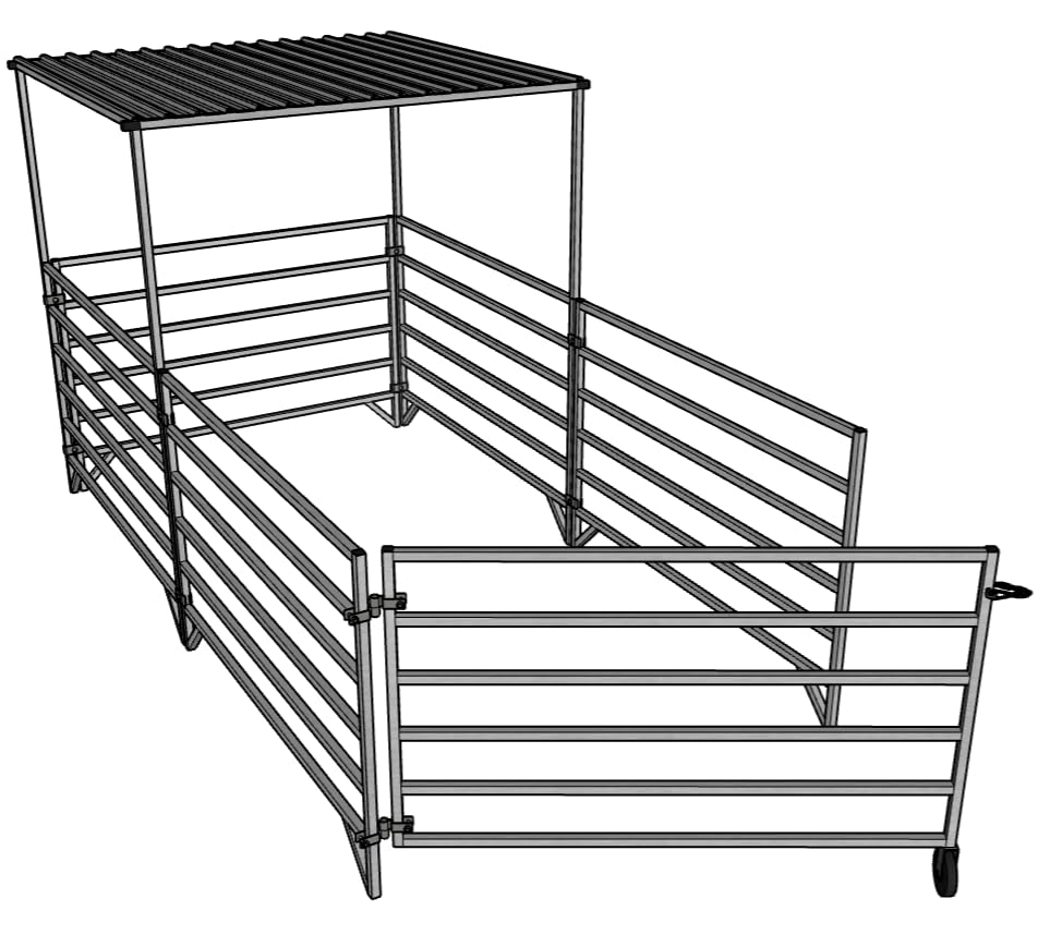 Aluminum 5 FT X 10 FT STALL KIT with Shade Canopy Sheep & Goat Panel Pen System