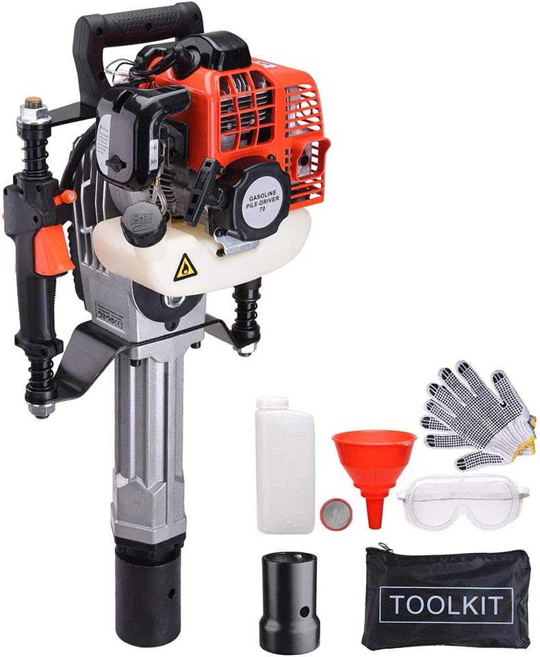Yescom 1300W 2 Stroke Jack Hammer T Post Driver 51.7CC Gas Powered Portable Fence Pile Concrete Breaker