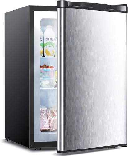3.0 Cu.ft Upright Freezer, Small Mini Freezer with Adjustable Thermostat, Removable Shelves, Reversible Single Door, for Bedroom/Home/Dorms/Apartment