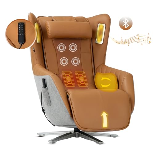 COLAMY Zero-Gravity Massage Chair | Massage and Leisure Dual-Use Chair,360° Swivel,Heat, Low-Noise 3D Bluetooth Speaker,Living Room, Bedroom（White