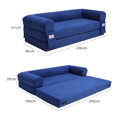 Convertible Sleeper Sofa Bed with Cylindrical Pillow, Comfy Foldable Sofa Bed Compressed Sofa in Box