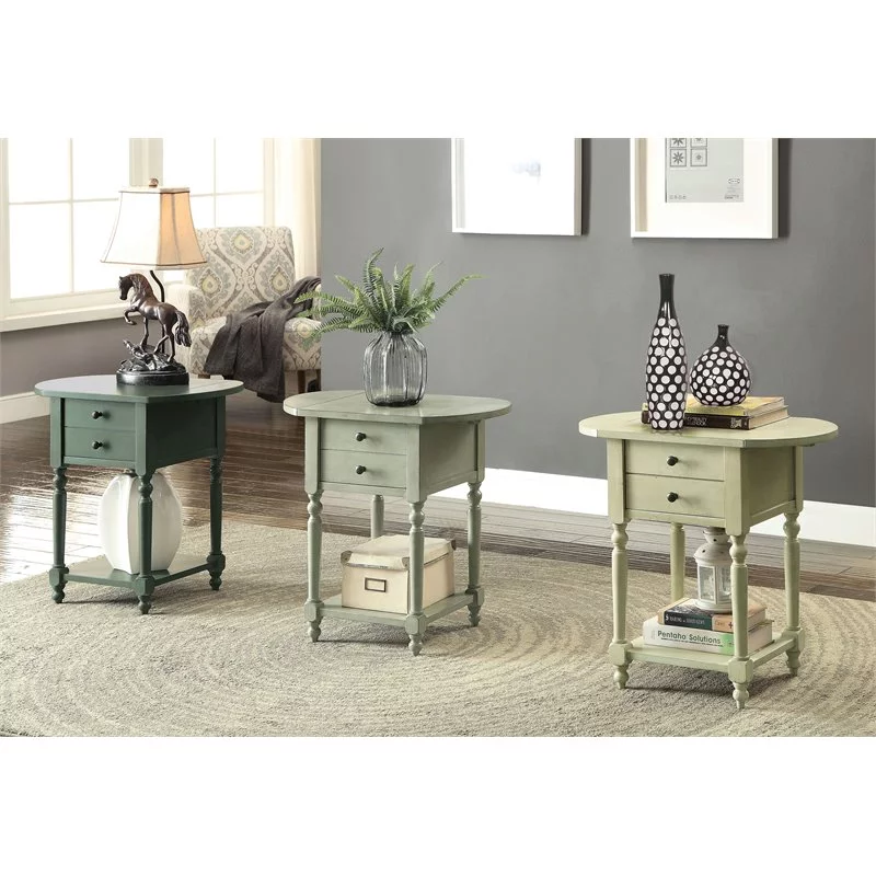 Bowery Hill Wood Drop-Leaf Side Table in Antique Gray Finish