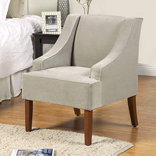 HomePop Velvet Swoop Arm Accent Chair, Suri Blue