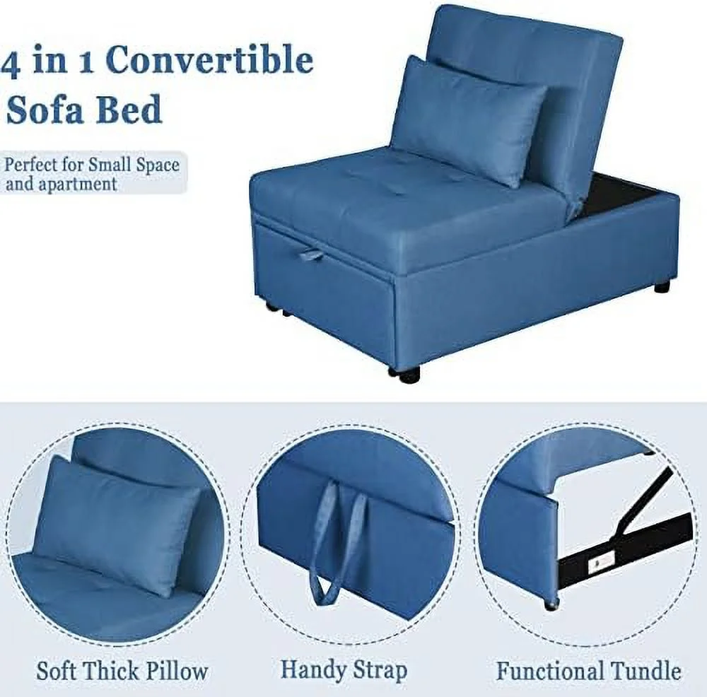 YZboomLife Sleeper Chair Bed  Convertible Chair 4 in 1 Multi- Folding Ottoman Sofa Bed Pull Out Sleeper Chair Beds  Adjustable Backrest  Single Bed
