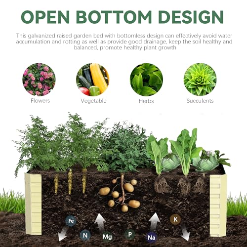 FOOWIN 2pcs 8x4x2ft Galvanized Raised Garden Bed, Planter Raised Garden Boxes Outdoor, Large Metal Raised Beds for Gardening