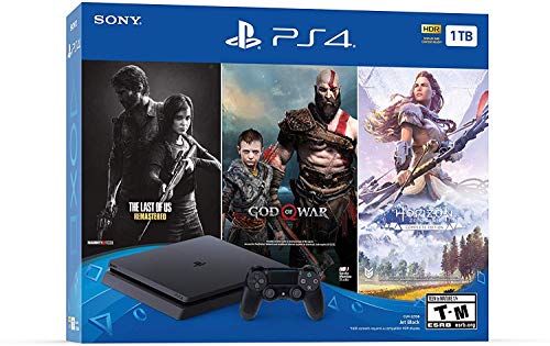 Sony Playstation 4 PS4 1TB HDD Gaming Console Bundle with Three Games: The Last of Us, God of War, Horizon Zero Dawn