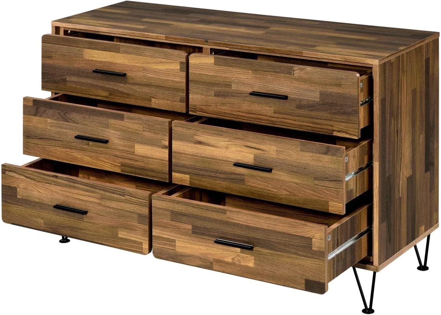 Hestia 6-Drawer Wooden Dresser In Walnut Finish