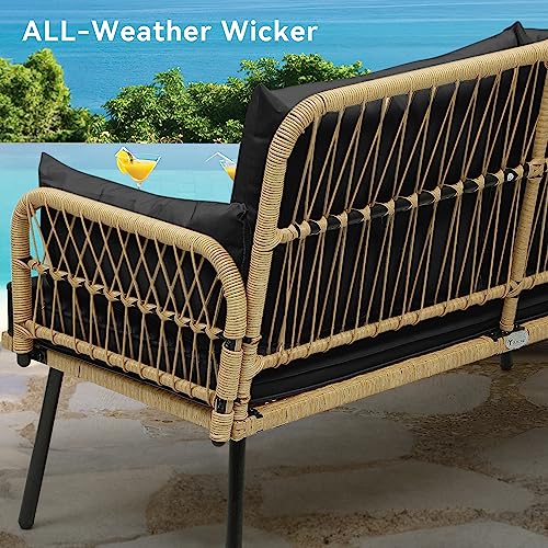 YITAHOME 4 Piece Patio Furniture Set, Wicker Outdoor Bistro Set