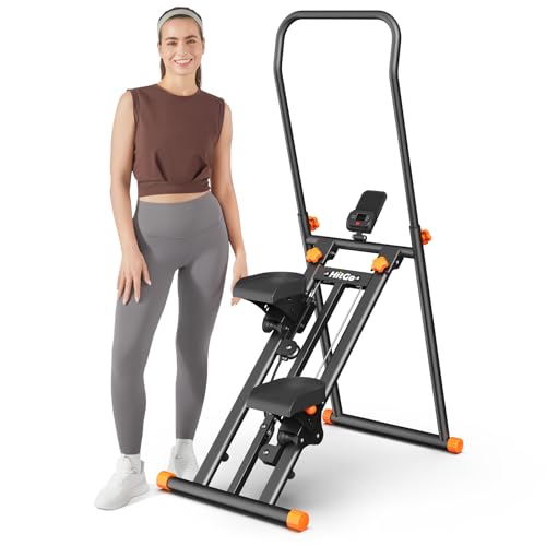 Foldable Stair Stepper Machine - Vertical Stair Climber for Home Gym, Full-Body Cardio Workout Equipment with Adjustable Handlebar & Pedals