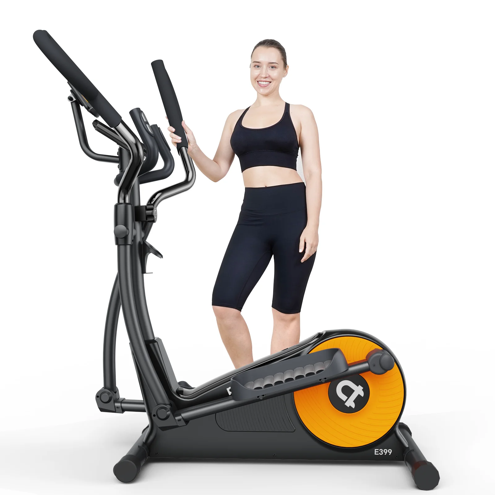 Pooboo Silent Magnetic Elliptical Bike Stationary Exercise Machine for Home Gym Cardio Workout 300lb