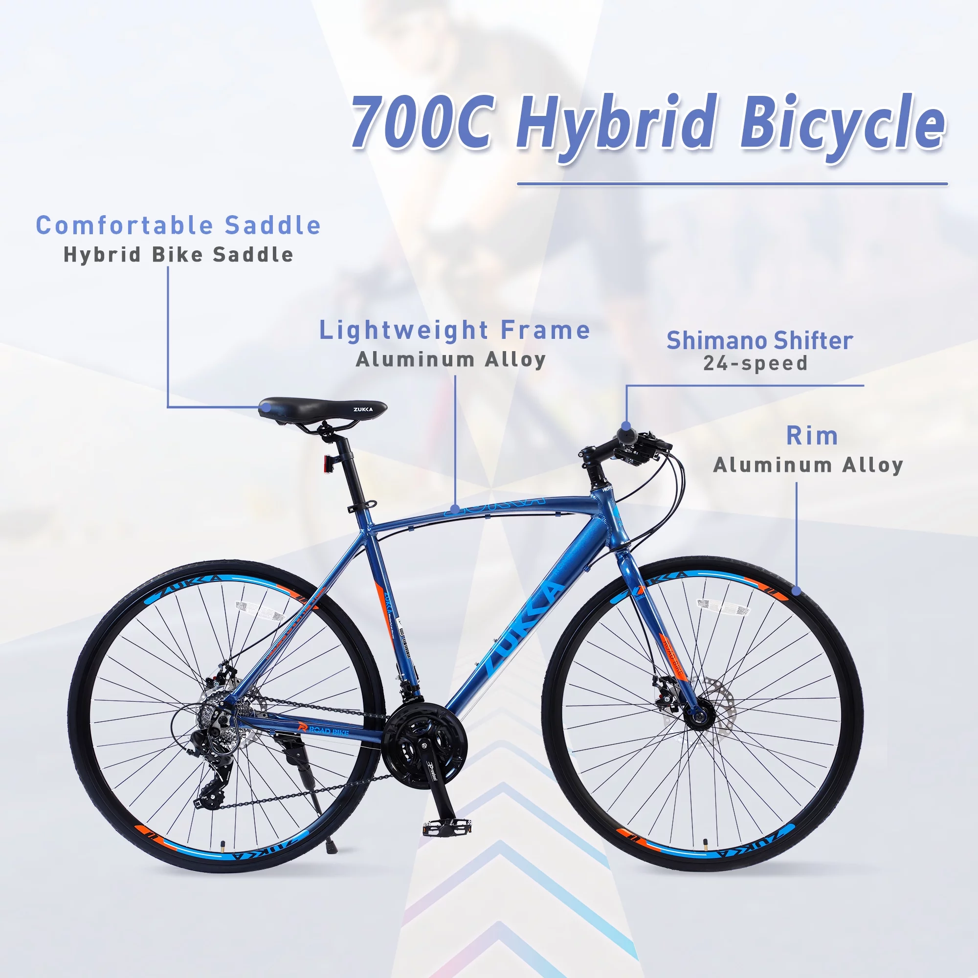 24in Hybrid Road Bike 24 Speed Disc Brakes Lightweight Frame City Commuter Bike for Men/Women