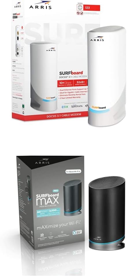 ARRIS Surfboard S33 DOCSIS 3.1 Multi-Gigabit Cable Modem with 2.5 Gbps Ethernet Port, Approved for Cox, Xfinity, Spectrum & Others