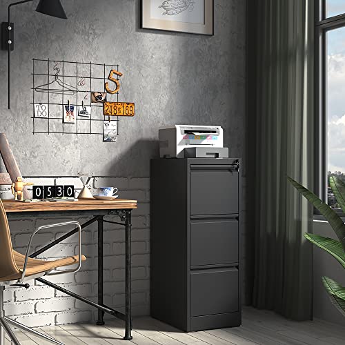 3 Drawer File Cabinet,Metal Filing Cabinets for Home Office,Vertical File Cabinet with Lock