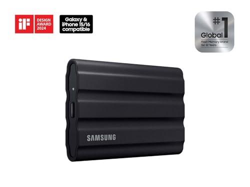 Samsung T7 Shield Portable External Solid State Drive USB 3.2 1TB, IP65 Water Resistant, Compatible with PC/Mac/Android/Gaming Consoles (MUPE1T0K/AM)