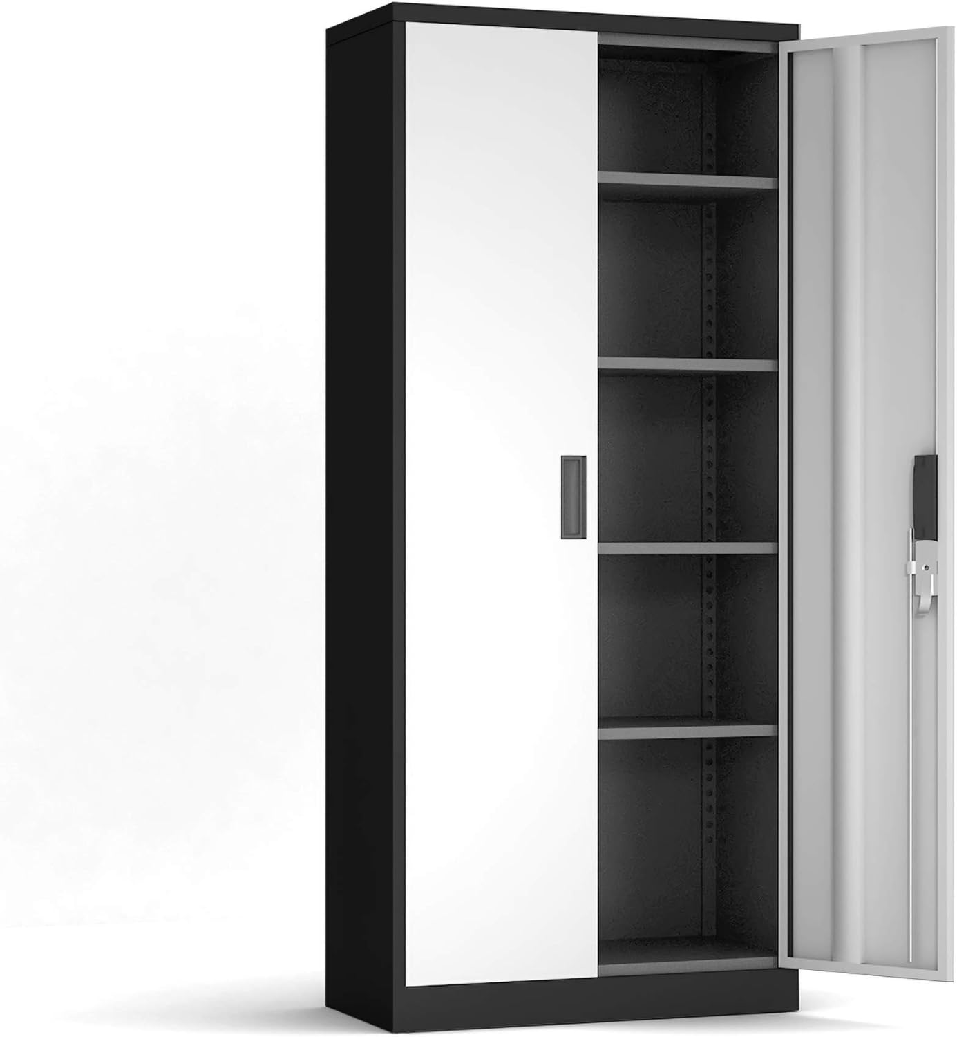 AOBABO Metal Lockable Storage Cabinet,72 '' Tall Steel Storage Cabinet with 2 Doors and Adjustable Shelves,Storage Cabinets for Office,Home,Black