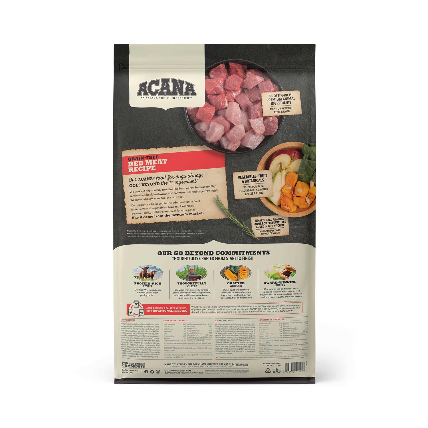 Acana Heritage Red Meat Dry Dog Food 25lb - Pet Supplies online store