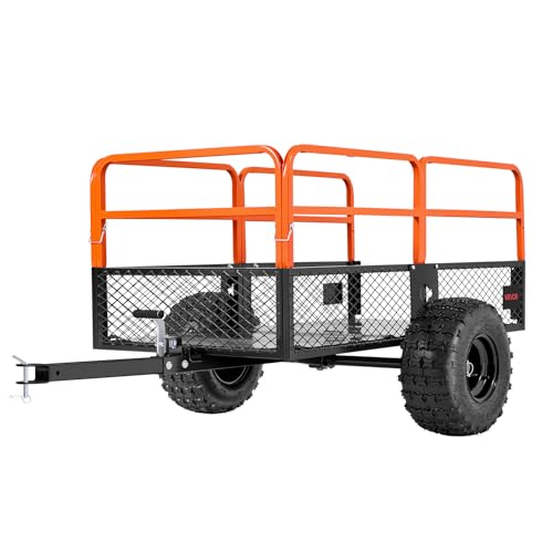 VEVOR Heavy Duty ATV Dump Cart - Steel Tow Behind trailer, 750 lbs, 15 Cubic Feet Garden Utility with Removable Sides