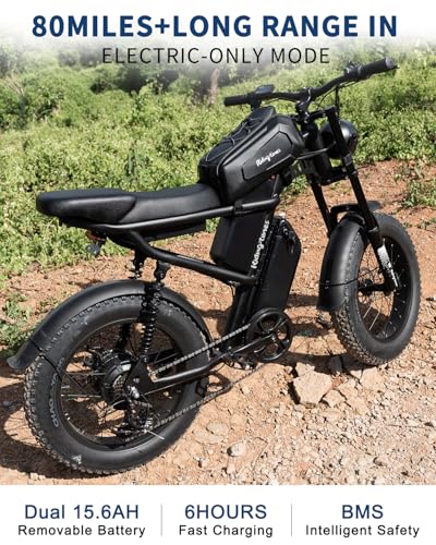 Riding'times 1500W Electric Bike for Adults Full Suspension, Long Seat Dirt Bike with 20" Fat Tire, Max 28/31MPH & 37-150 Miles
